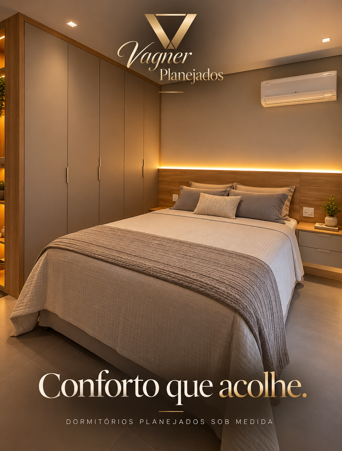 Quarto planejado com cabeceira iluminada enviado pelo proprietário