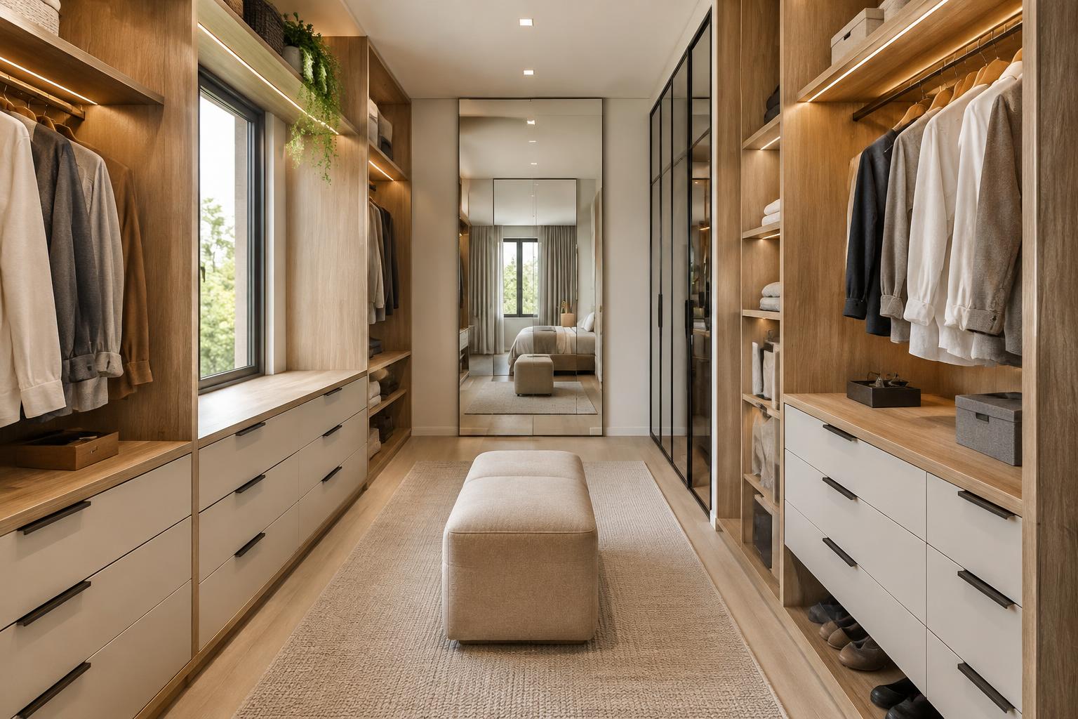 Inspiração de closet com armários e gavetas sob medida